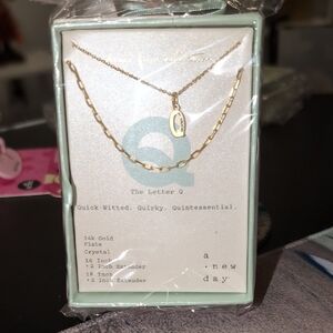 A New Day Gold Initial Q Necklace Set